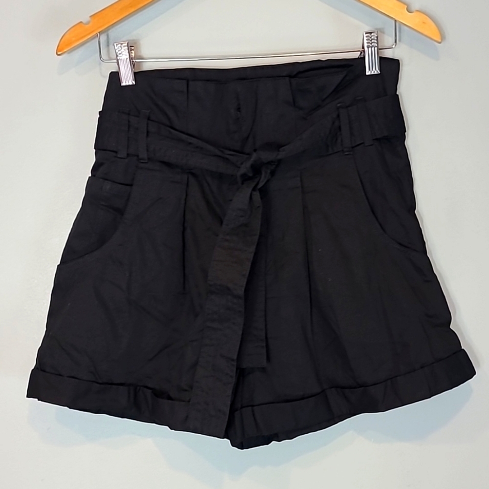 Mikoh Black High-Waist Tie Front Shorts